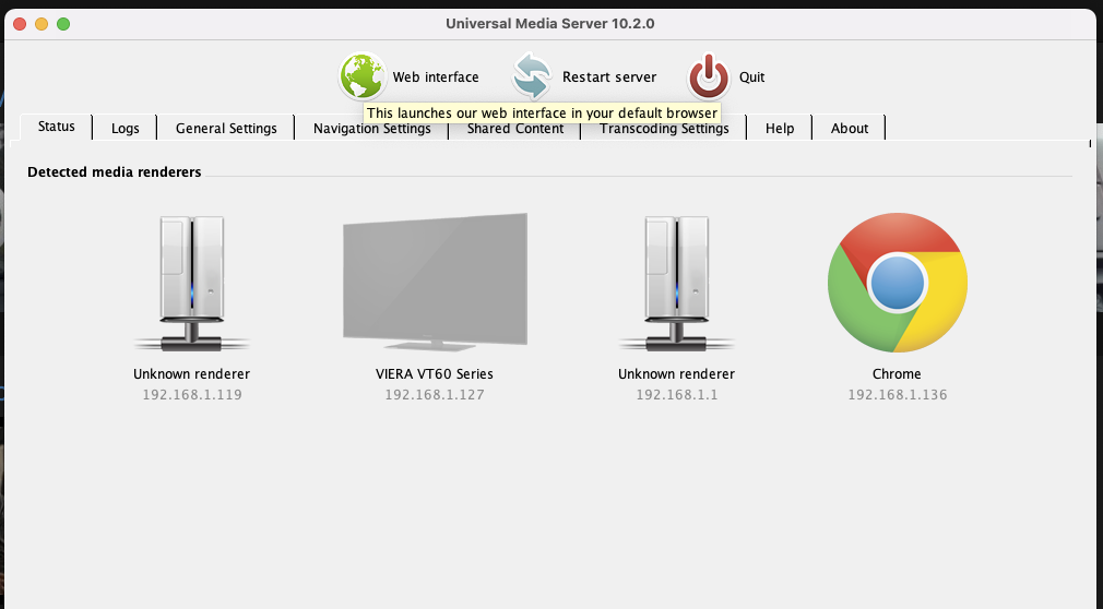 Otevřít webové rozhraní