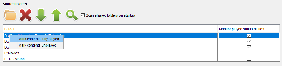 Beispiel dafür, wie ein Verzeichnis als vollständig abgespielt markiert wird