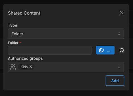 Beispiel für Gruppen mit freigegebenen Inhalten